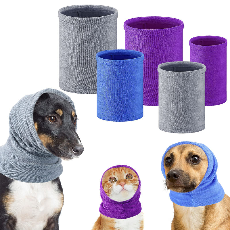5 Pcs 3 Size Dog Head Wrap Neck Warmer Dog Neck and Ears Warm Winter Dog Pet Dog Snood Ear Cover Ear Wraps Sound Proof for Calming Cat Dog Anxiety Relief Grooming Bathing Noise Protection - PawsPlanet Australia