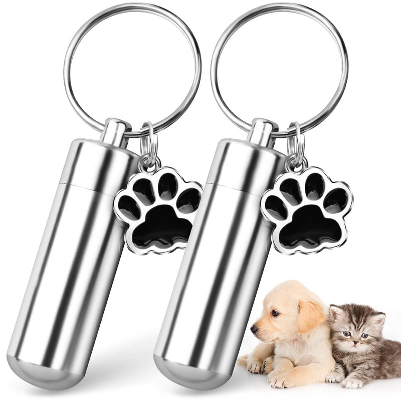 Waterproof Cremation Pet Urns Keychain for Dogs Ashes, Cylinder Cat Dog Urn for Pet Ashes Cremation Keepsake Memorial Ashes Jewelry Pend Cylinder silver 2 pcs - PawsPlanet Australia