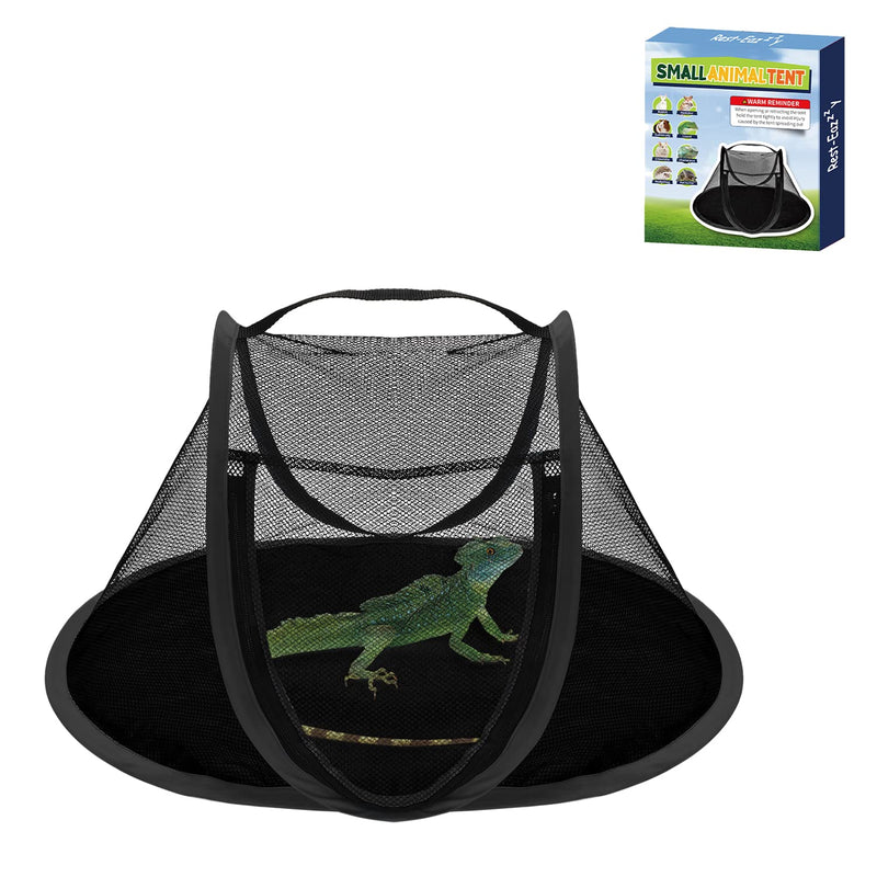 Rest-Eazzzy Small Animal Tent, Portable Cat Tent, Cat Enclosures for Outside and Indoor with Carry Bag, Pet Playpen for Hamster, Guinea Pig, Rabbits (XS-Black Black-tent