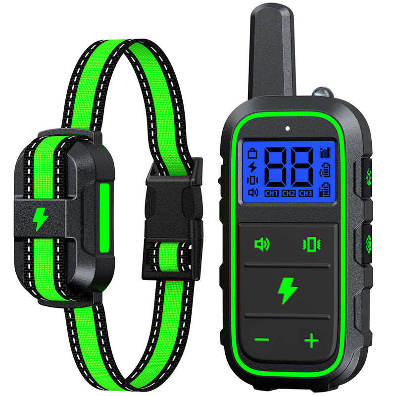 Dog Training Collar Electric Dog Shock Collar with 4 Training Modes and Waterproof Rechargeable Remote Range 3300Ft for Large Medium Small Dogs (Green) Green - PawsPlanet Australia