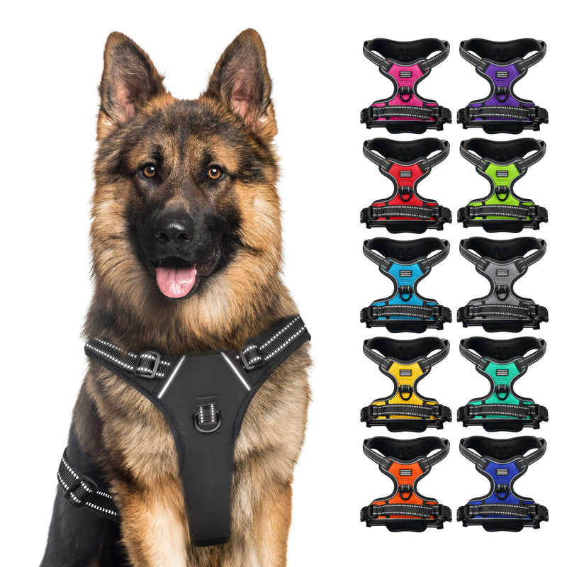 CollarDirect No Pull Reflective Dog Harness with Handle and Front Clip, Adjustible Soft Padded Vest for Small to Large Dogs Training and Walk (Size M, Black) Medium - PawsPlanet Australia
