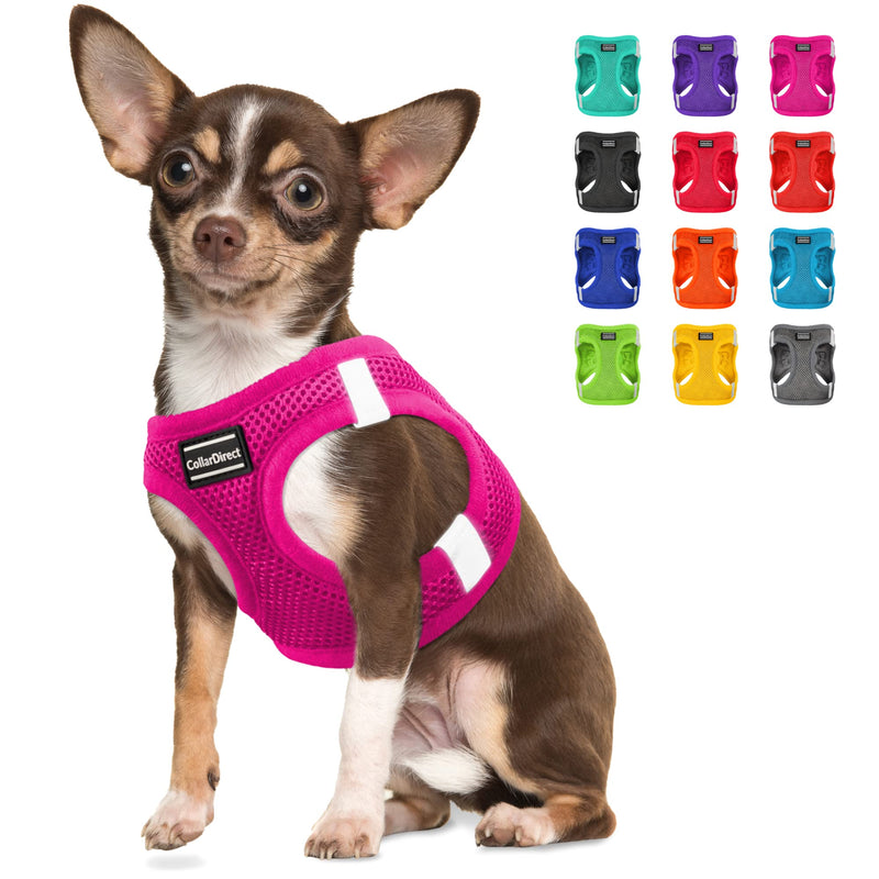 CollarDirect Step-in Reflective Dog Harness - Any Weather Air Mesh for Small and Medium Dogs Easy to Put On and Off (Size S, Pink) - PawsPlanet Australia