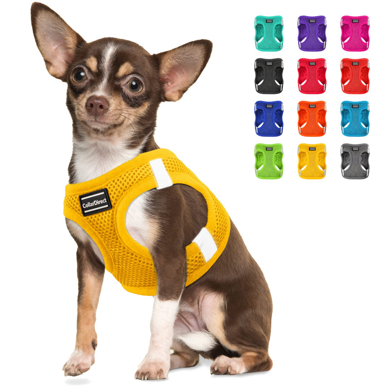 CollarDirect Step-in Reflective Dog Harness - Any Weather Air Mesh for Small and Medium Dogs Easy to Put On and Off (Size M, Yellow) - PawsPlanet Australia