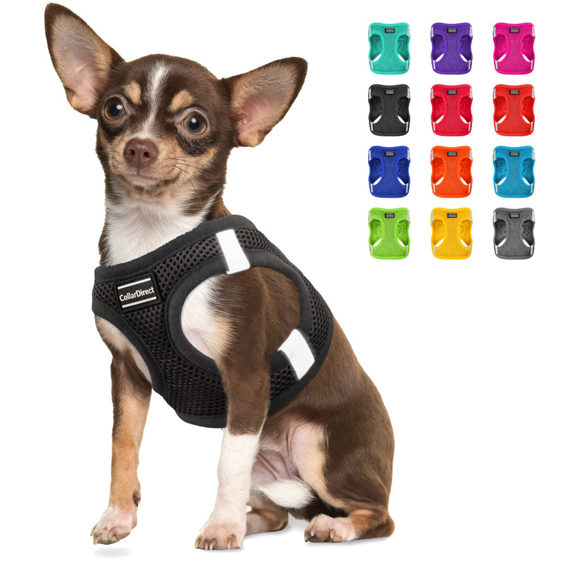 CollarDirect Step-in Reflective Dog Harness - Any Weather Air Mesh for Small and Medium Dogs Easy to Put On and Off (Size M, Black) - PawsPlanet Australia