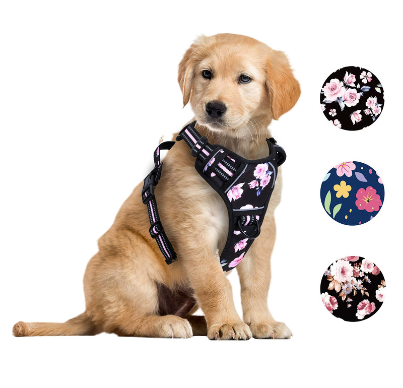 No Pull Dog Vest Harness for Medium Dogs with Easy Control Handle Reflective Strap for Puppy Walking,Training, No-Choke Breathable Cute Dog Harness(XSmall, Pink Rose) XS(Neck:10-12",Chest:12.5-17“? - PawsPlanet Australia
