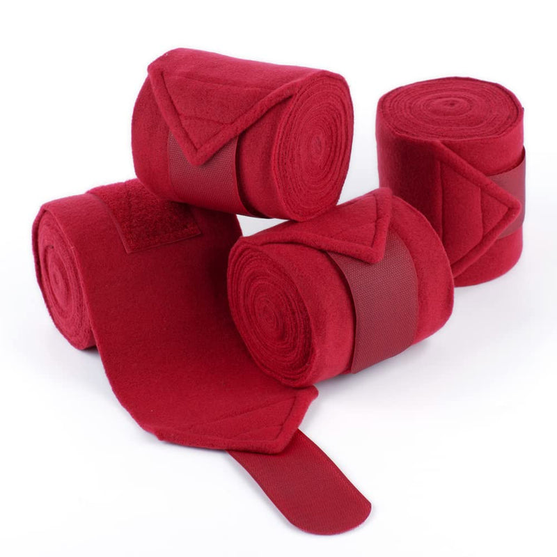 Horse Polo Wraps 2.5m Soft Fleece Polo Wraps Equestrian Leg Bandage Wrap Set of 4 Packs (Red - 2.5m) Red - 2.5m - PawsPlanet Australia
