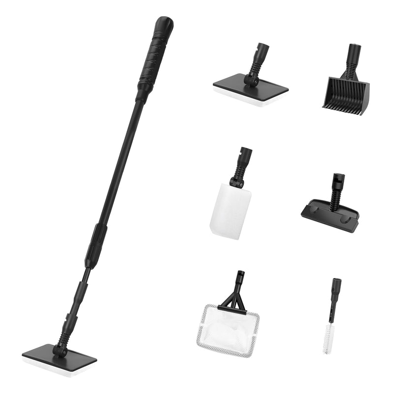 AQUANEAT Fish Tank Cleaning Tools, 6 in 1 Aquarium Cleaning Tools, including Algae Scraper, Sponge Pad, Fish Net, Gravel Rake and Cleaning Brush - PawsPlanet Australia