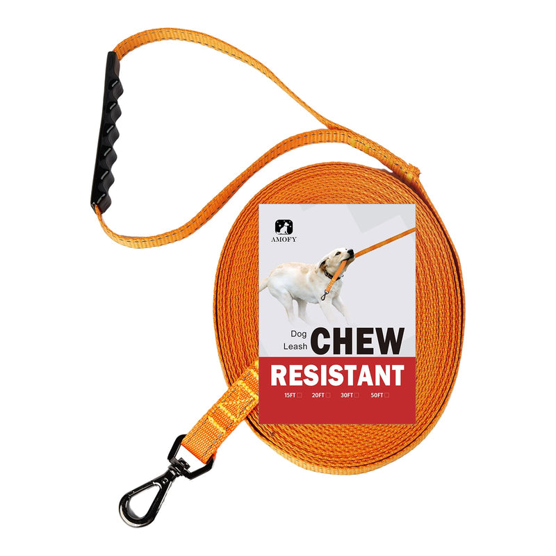 Chew Resistant, Float on Water Dog Training Leash, Wear-Resistant Leashes, Heavy Duty Hook Safe Handle Reflective Lead for Dogs-15ft 20ft 30ft 40ft 50ft for Large Medium Small Pets Dogs-OG 20ft 20FT- Refund if broken in 30 days Wear Resistant - Orange - PawsPlanet Australia