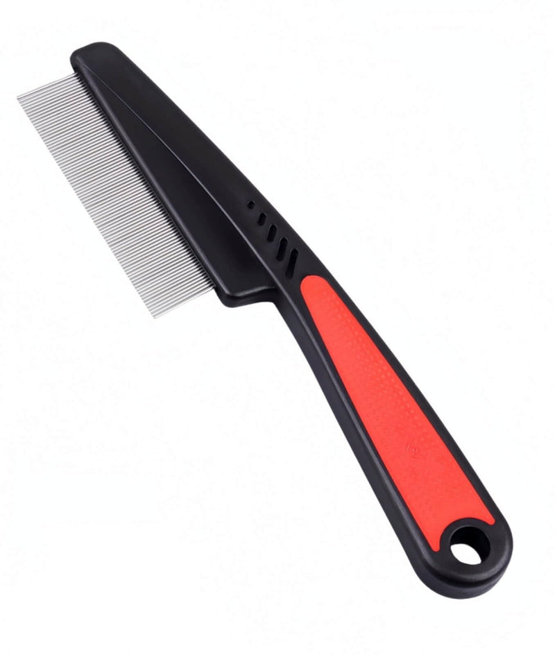 Flea Comb with Rubber Handle, Flea and Tick Comb for Dogs & Cats, Fine Teeth Grooming Comb for Dogs Cats (Red) - PawsPlanet Australia
