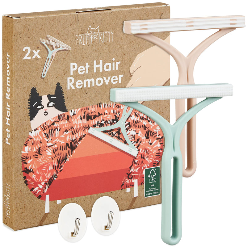 Pretty Kitty Pet Hair Removal Set: 2X Pet Hair Remover for Couch – Pet Hair Remover for Carpet – Cat Hair Remover Brush Cleaner Tool – Hair Scraper - PawsPlanet Australia