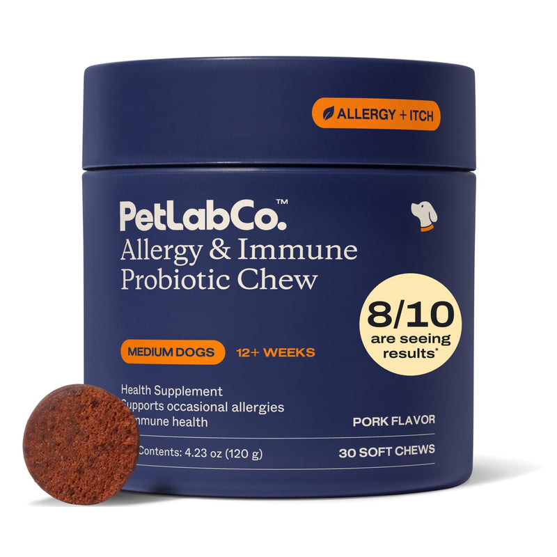 PetLab Co. Allergy & Immune Daily Probiotics for Dogs. Supports Yeast Production, Seasonal Allergies, Intermittent Itchiness, Gut & Digestive Health for Medium Size Dogs, Packaging May Vary Medium Dogs