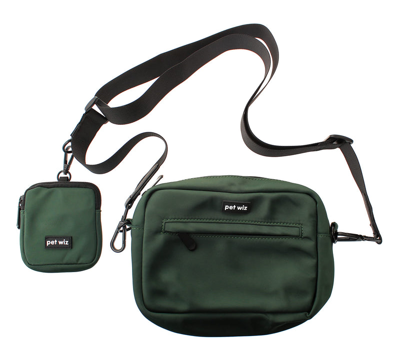 pet wiz Dog Walking Bag with Detachable and Adjustable Strap & Matching Treat Pouch (Green) - PawsPlanet Australia