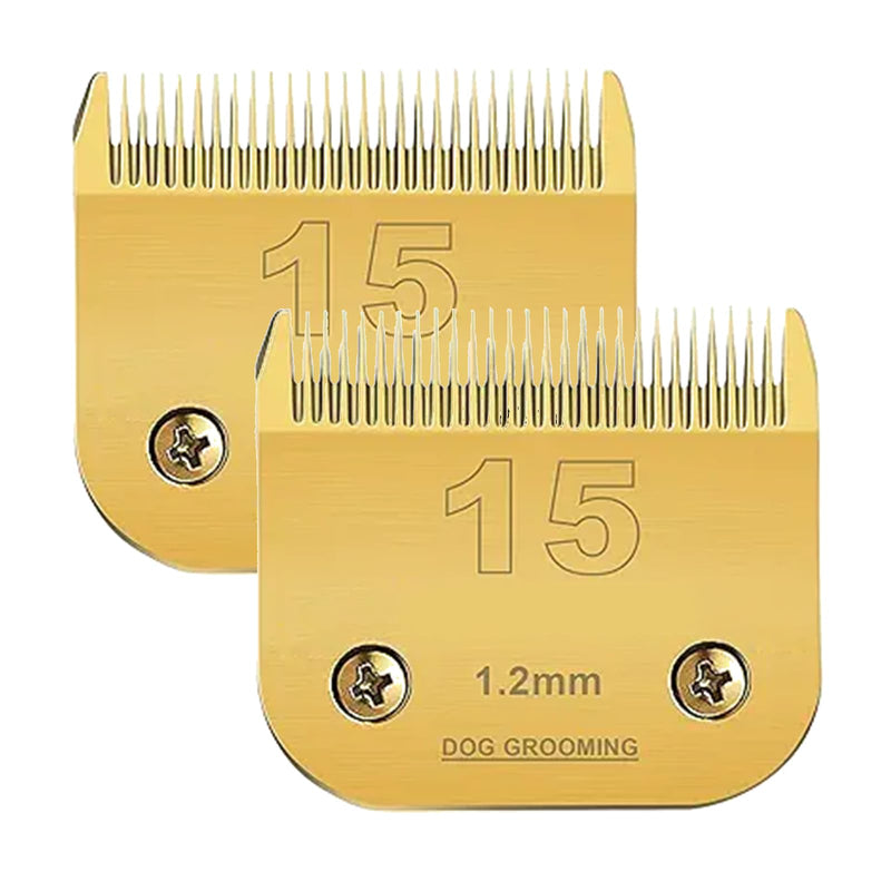 2 Packs #15 Clipper Blade Dog Grooming Compatible with Wahl/Oster Dog Clippers 3/64" 1.2mm Cut Length(Gold) - PawsPlanet Australia