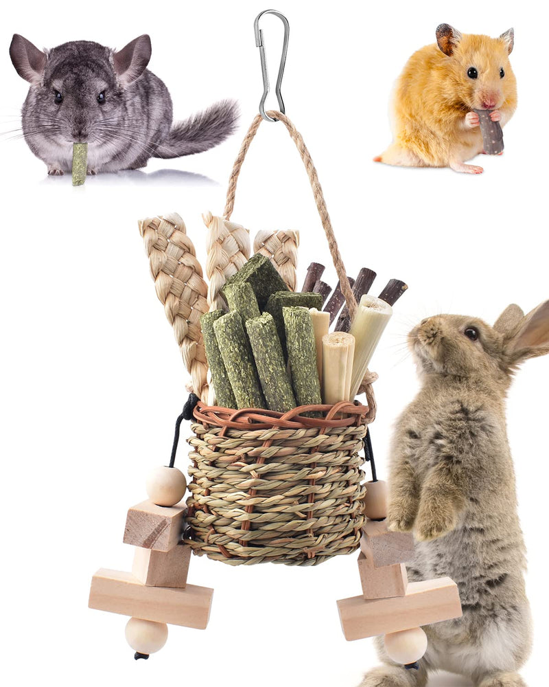Bissap Rabbit Chew Toys, Natural Seagrass Hanging Basket Chews Water Plant Woven Bunny Chewing Treats for Guinea Pigs Chinchillas Hamsters Rats and Other Small Pets Teeth Grinding Toy - PawsPlanet Australia