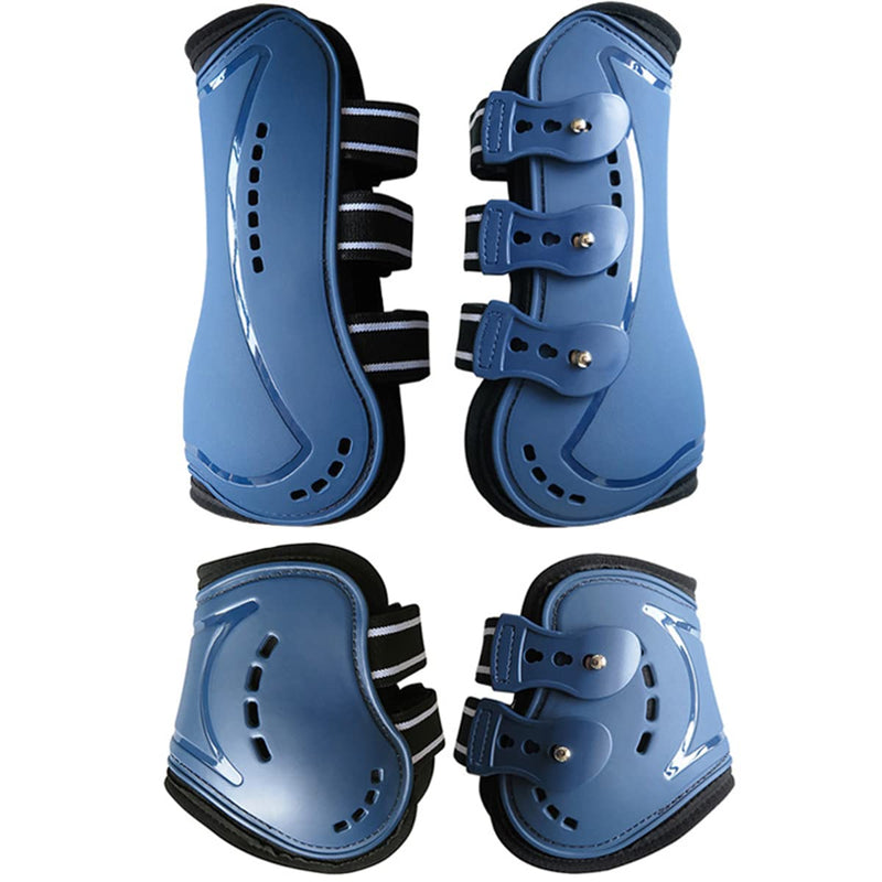 Horse Boots Open Front Jumping Tendon Sport Boots, Hind Fetlock Boots, Secure Leg Protection, Classic Breathable Equine Supplies, Set of 4 Large Blue - PawsPlanet Australia