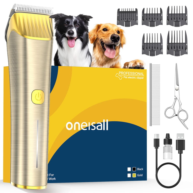 oneisall Dog Clippers for Grooming for Heavy Thick Coat, 2 Speed Low Noise Dog Grooming Kit Rechargeable Cordless Dog Trimmers with Metal Blade for Dogs,Pets - PawsPlanet Australia