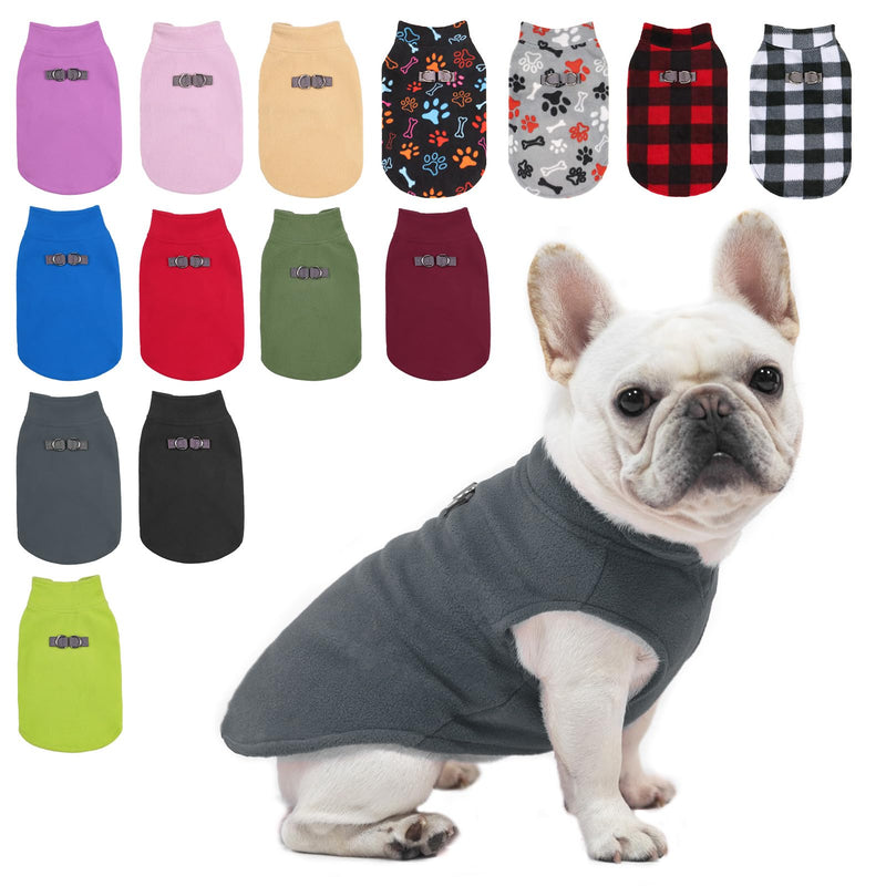 BEAUTYZOO Dog Fleece Vest Sweater Winter Jacket for Small and Medium Dogs with D-Ring Leash Cold Weather Coat Hoodie for XS S M Dogs Boy or Girls GREY - PawsPlanet Australia