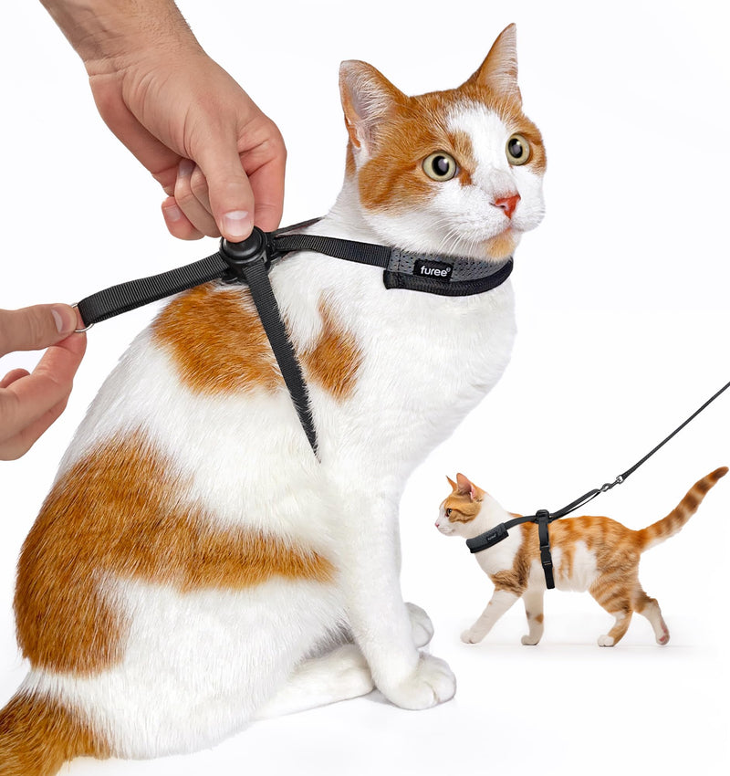 Push-Button Adjustable Harness for Cats, Escape-Proof, Non-Bulky, Anti-Flop Over, Fully Adjustable Harness for Pets, Also for Small Dogs, Bunnys, and Ferrets for Leash Walking (Medium) Medium - PawsPlanet Australia