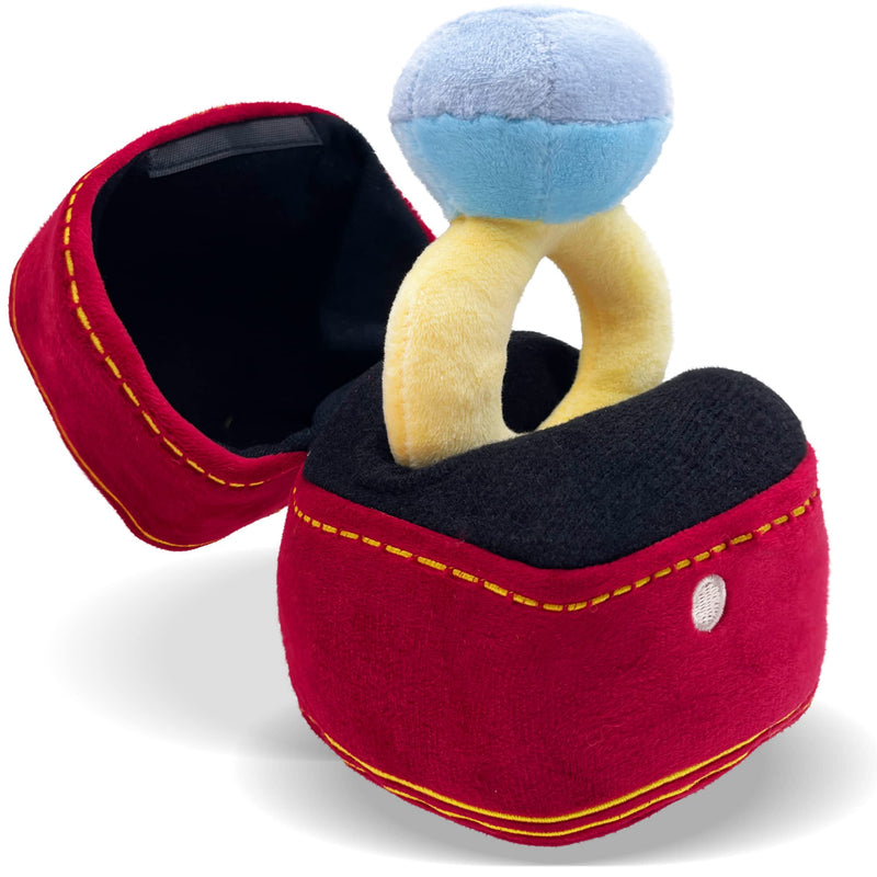 Valentines Day Gifts Plush Ring Box, Dog Wedding Engagement Toy Love Ring Box Plush Diamond Oversized Funny Toy for Couple Engagement Wedding Marriage - PawsPlanet Australia