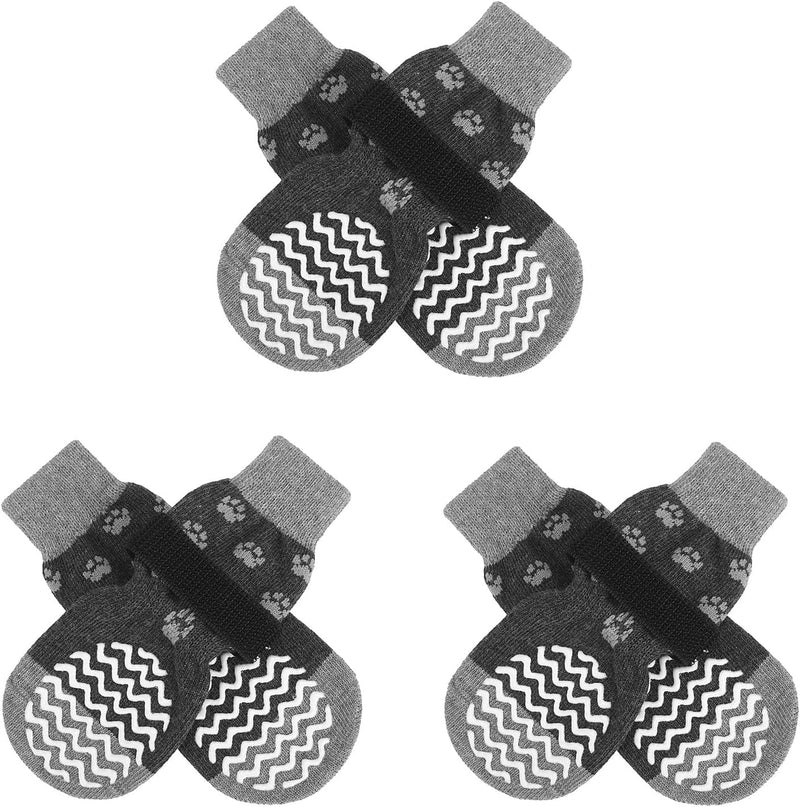 EXPAWLORER 3 Pairs Anti-Slip Dog Socks - Dog Shoes for Hot/Cold Pavement,Soft Paw Protector for Wooden Floor, Prevents Licking, Slipping for Puppy Small Medium Large, Senior Dogs Grey - PawsPlanet Australia