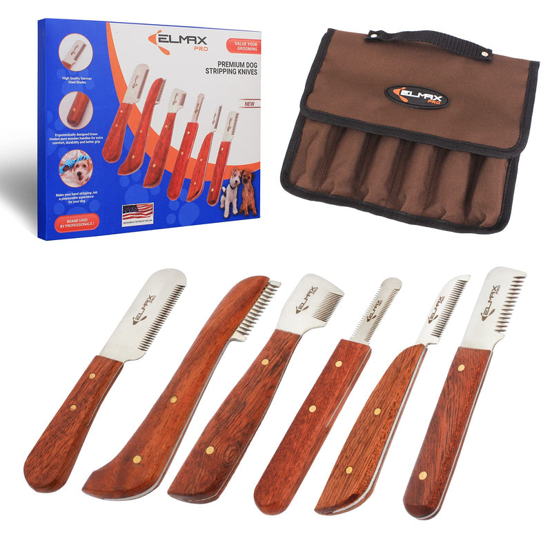 Professional Stripping Knife for Dogs (Pack of 6), Best for Removing Unwanted Undercoat, Blades are Made of Stainless Steel with Wooden Handle Grip (Right-Handed, Rosewood) Pack of 6 Rosswood - PawsPlanet Australia