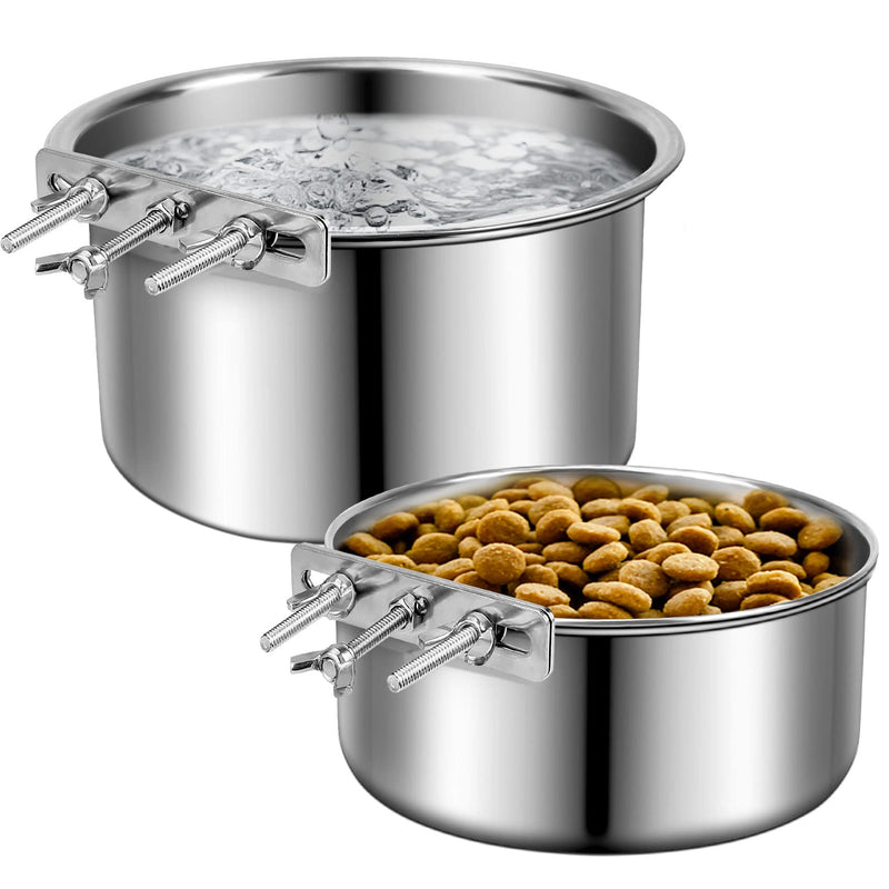 Stainless Steel Dog Bowls, ShineMe 40oz & 60oz No Spill Dog Crate Water and Food Bowls with Hanging Hook for Kennel, Cage and More, 7.0 x 3.7” & 6.2 x 2.5” Feeder Dish for Large and Medium Dogs L (7.0x3.7'' & 6.2x2.5'') - PawsPlanet Australia