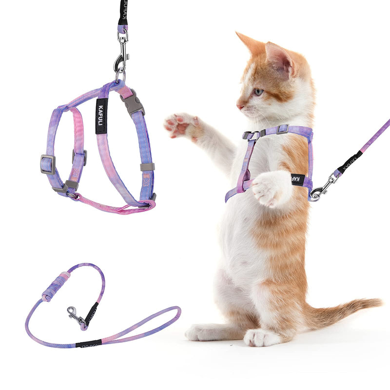 Cat Harness and Leash Set, Adjustable Gradient Kitten Harness Escape Proof Harness with Leash for Kitty Outdoor Walking (Gradient Purple) Gradient Purple - PawsPlanet Australia