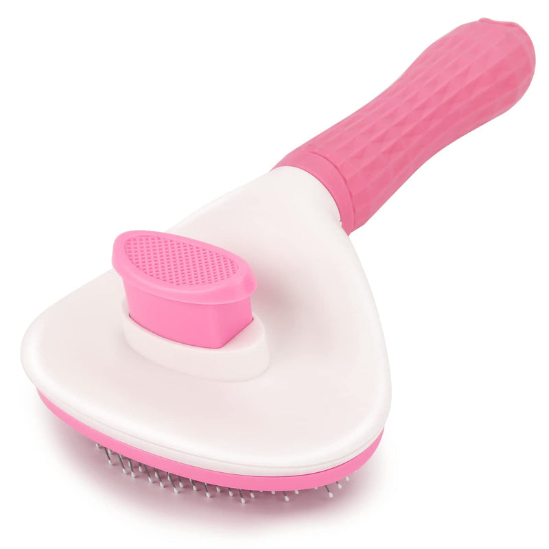 Depets Self Cleaning Slicker Brush, Dog Cat Bunny Pet Grooming Shedding Brush - Easy to Remove Loose Undercoat, Pet Massaging Tool Suitable for Pets with Long or Short Hair Pink - PawsPlanet Australia