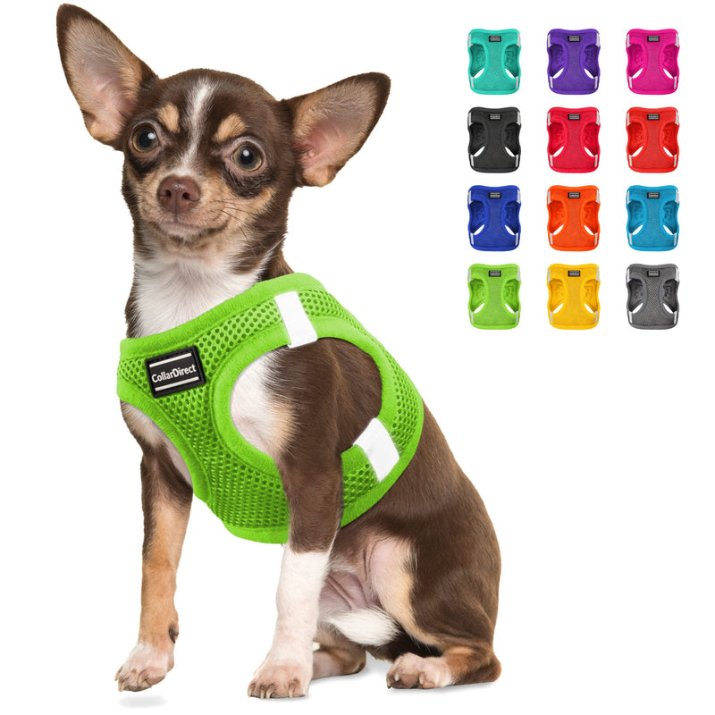 CollarDirect Step-in Reflective Dog Harness - Any Weather Air Mesh for Small and Medium Dogs Easy to Put On and Off (Size M, Lime Green) - PawsPlanet Australia