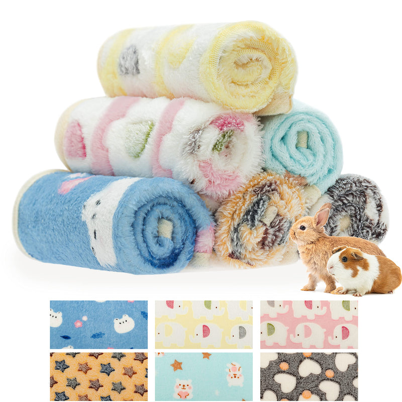 Guinea Pig Bedding Mat - 6 Pack Fleece Soft Warm Small Animal Blankets for Rat Rabbit Hamster Chinchilla Hedgehog Lizard - Washable Small Pet Cage Liners Sleep Mat Bedding Accessories - PawsPlanet Australia