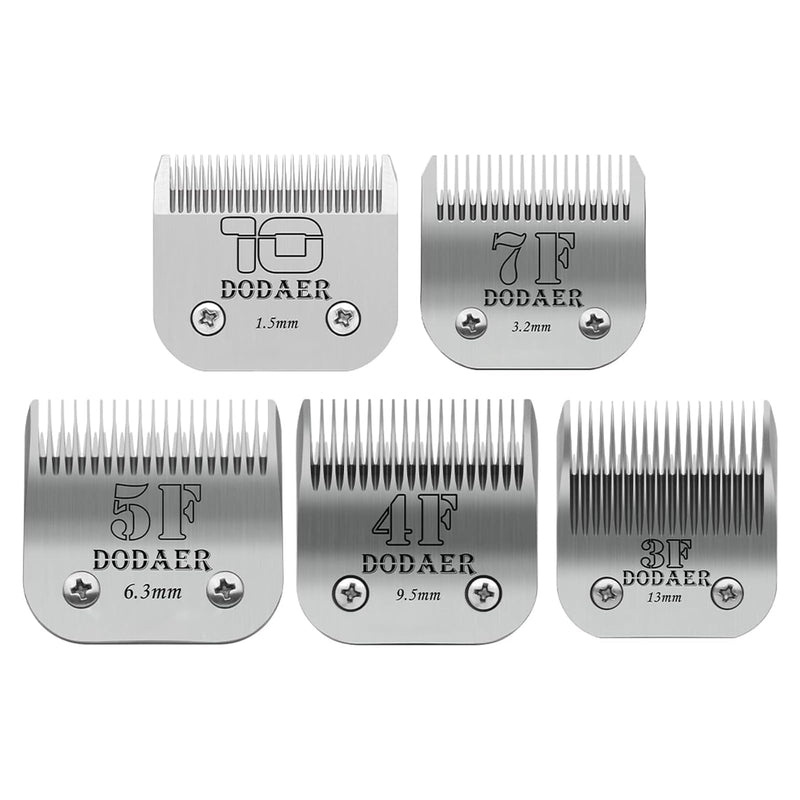 Detachable Pet Dog Grooming Blades of Stainless Steel,Compatible with Andis,Oster-A5,Wahl KM10 Series,Size 10/7F/5F/4F/3F, 5 Count 10+7f+5f+4f+3f - PawsPlanet Australia