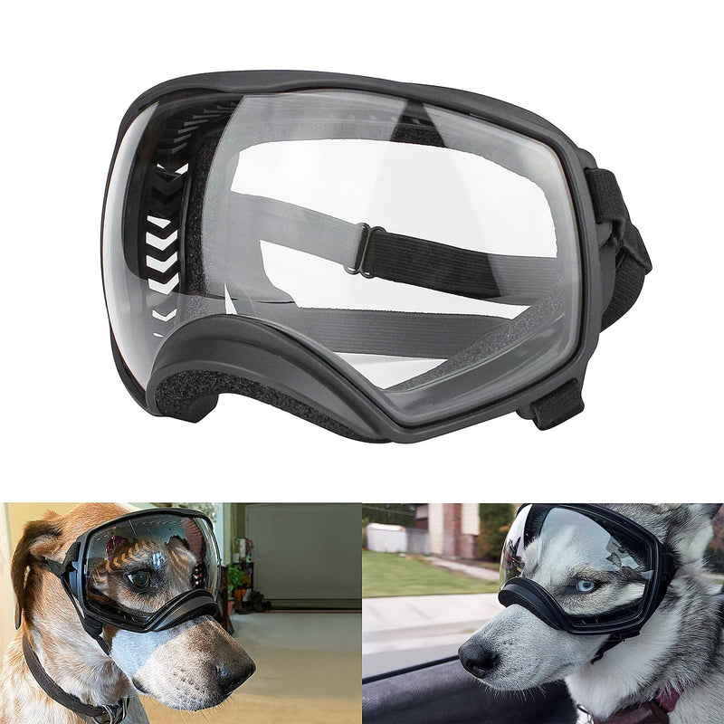PETLESO Dog Goggles for Large Breed, Clear Dog Sunglasses Medium Large Breed Wide View Dog Eye Protection with Adjustable Straps for Driving Riding Hiking, Clear lens - PawsPlanet Australia