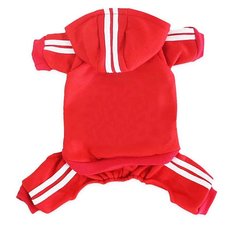 Small Puppy Dog Hoodie Dog Clothes Sweater 4 Legs Dog Jumpsuit Fleece Sweatshirt Dog Outfit Girl Dog Winter Clothes Cotton Puppy Hoodies for Small Medium Dogs Cats Apparel Small (Neck: 13.9-14.9'') Red - PawsPlanet Australia