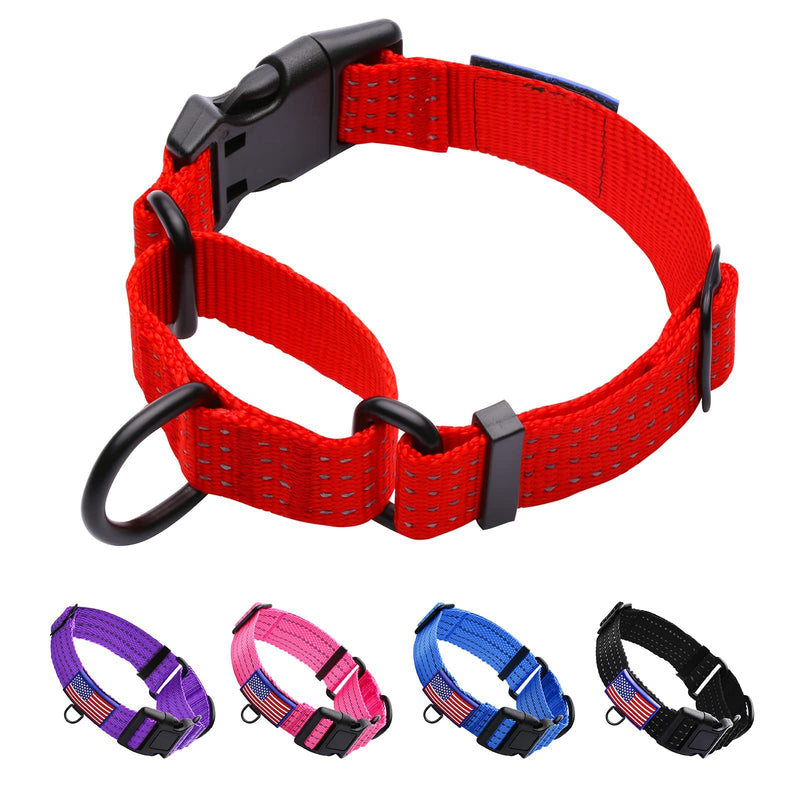 Martingale Collar for Training Dogs. Adjustable Reflective Collars with Buckle-USA Flag- NO Pull-Prevents Slipping Out, for Medium Large XL Dogs. Helps with Strong pullers (L, red) L - PawsPlanet Australia