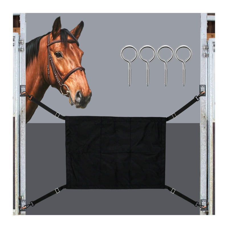 Horse Stall Guard with Swivel Snap Hook,Horse Stall Aisle Guard Fence with Ajustable Straps Strong Metal Push Gate Clip Equestrian Products (Black) Black - PawsPlanet Australia