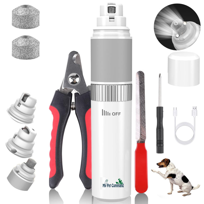 My Pet Command Cordless Dog Nail Grinder Quiet Low Noise for Large Medium Small Dogs and Cats, Powerful Variable Speed Motor Rechargeable Pet Claw Trimmer with an Extra Diamond Bit, Clipper and File - PawsPlanet Australia