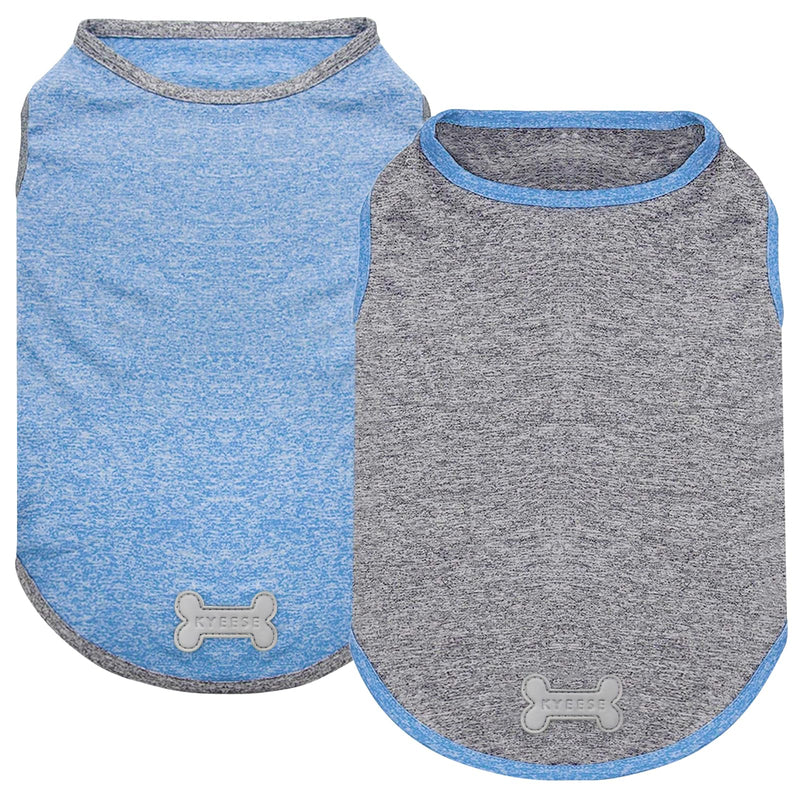 KYEESE 2Pack Dog Shirt, Lightweight Sun Protection Sleeveless Dog T Shirts for Small Medium Dogs Boy, Breathable Pet Reflective Tank Top Summer Dogs Clothes for Outdoor Walking, Grey+Light Blue, XL X-Large (18-30lbs) 3# 2Pack (Light Blue+Grey) - PawsPlanet Australia
