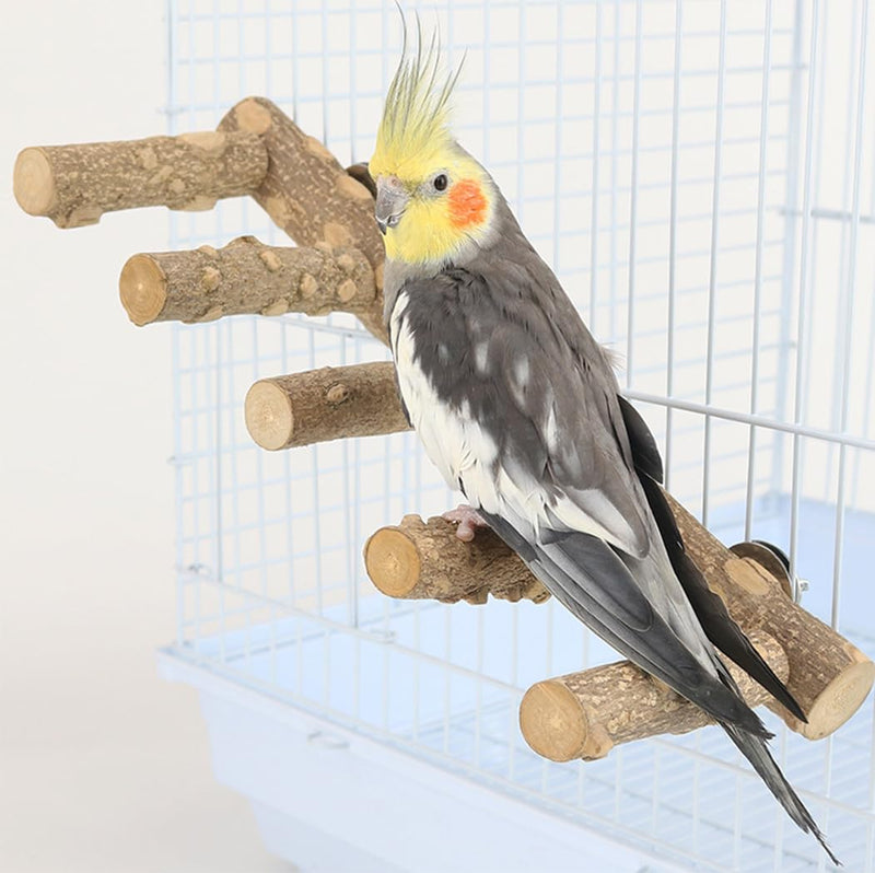 Bird Parrot Ladder Perch for Cage, Nature Wooden Bird Bridge Exercise Stands Parrot Climbing Chewing Toys for Small Animal A - PawsPlanet Australia