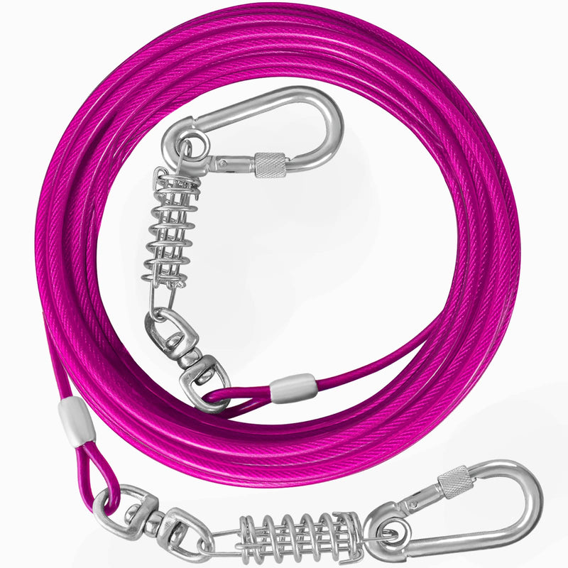 Dog Tie Out Cable 10/15/20/25/30FT Dog Run Cable Rosy Pink/Blue/Purple/Silver/Red/Green/YellowTie Out Cable for Large Dogs Heavy Duty for Outside Hold Large Dogs Up to 250LBS 10ft - PawsPlanet Australia