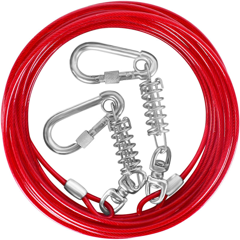 Dog Tie Out Cable - 10/15/20/25/30FT Heavy Duty for Large Dogs Up to 250LBS - Rosy Pink/Blue/Purple/Silver/Red/Green/Yellow 30ft Red - PawsPlanet Australia