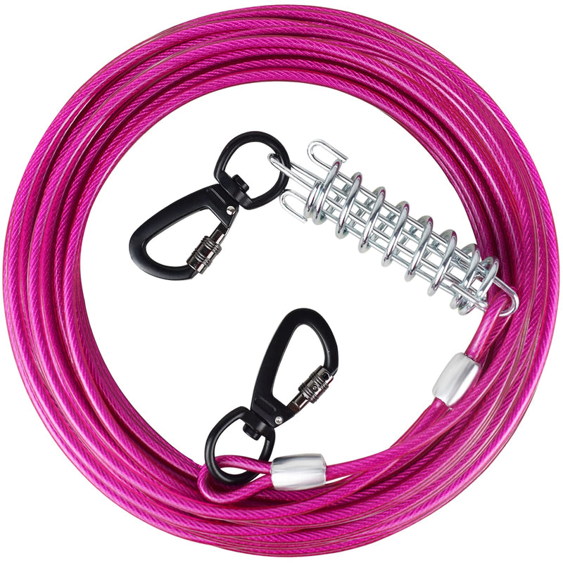 Dog Tie Out Cable 10/15/20/25/30 FT Dog Runner for Yard Steel Wire Dog Cable with Durable Superior Clips Pink Dog Chains Heavy Duty for Outside Hold Large Dogs Up to 165 lbs 20FT - PawsPlanet Australia
