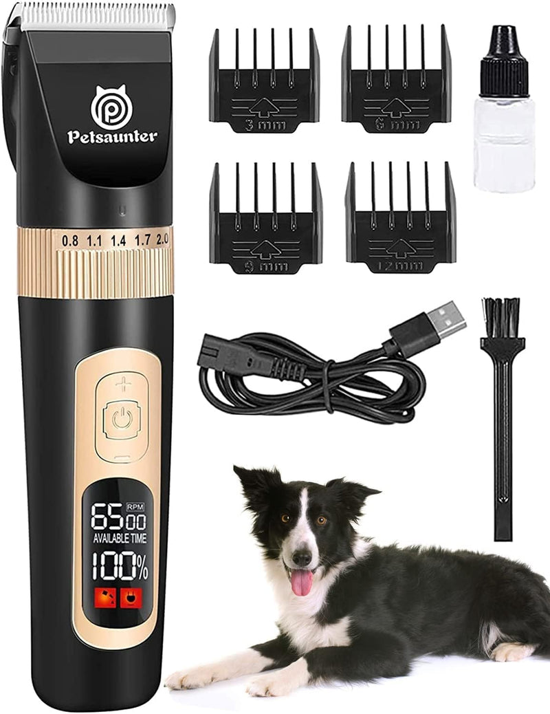 Dog Clippers for Grooming, 4-Speed & LCD, Low Noise Electric Dog Trimmer for Grooming, Cordless Rechargeable Dog Hair Clippers, Super Quiet for Dogs & Pets with Thick or Heavy Coats(C95) C95 - PawsPlanet Australia