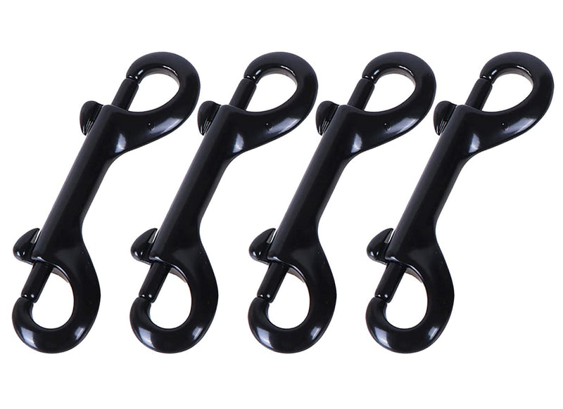 4 Pcs Double Ended Bolt Snap Hooks Zinc Alloy Trigger Chain Clips Heavy Duty Metal Spring Hook for Pet Dog Leash Collar Leash Horse Tack - Black - PawsPlanet Australia