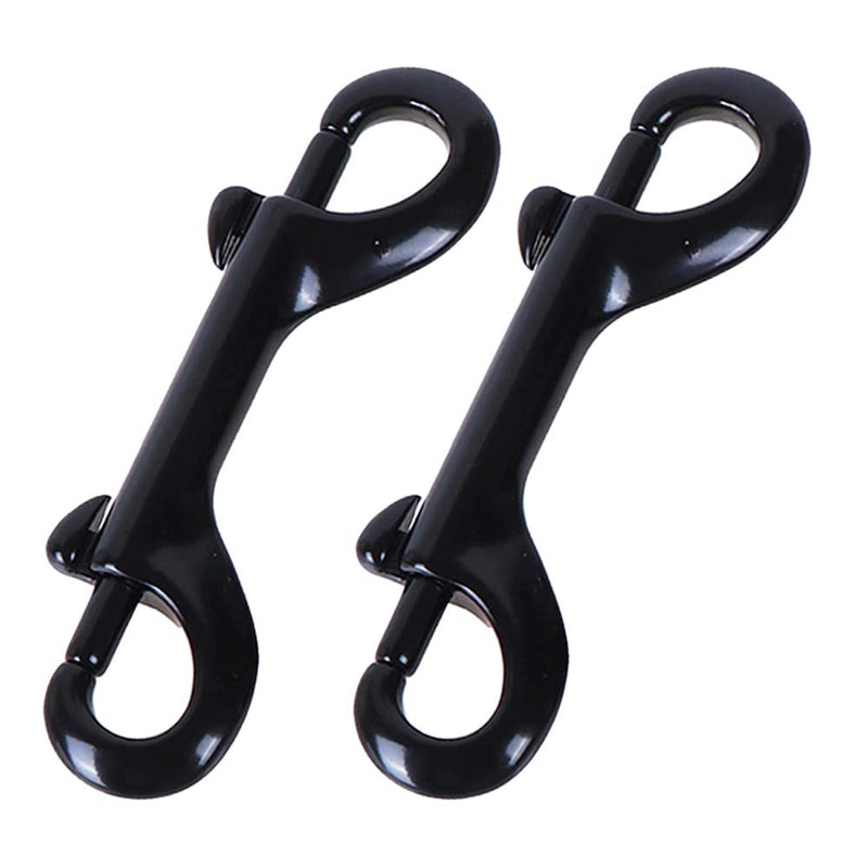 2 Pcs Double Ended Bolt Snap Hooks Zinc Alloy Trigger Chain Clips Heavy Duty Metal Spring Hook for Pet Dog Leash Collar Leash Horse Tack - Black - PawsPlanet Australia