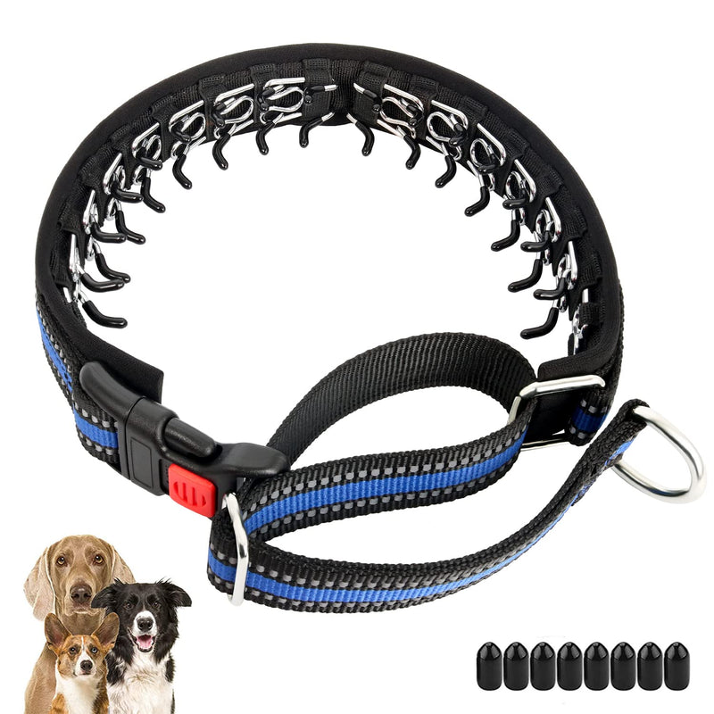 Mayerzon Martingale Collar for Dogs, Patented No Pull Dog Collar with Reflective Strip for Small Medium Large Dogs, Anti Pulling Dog Collar with Buckle for Walking Training, Safe for Night Walk Medium,2.5mm,20-Inch,14.5-18.5"Neck Blue(Reflective) - PawsPlanet Australia