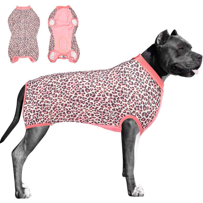 PetWarm Post-Spay & Neuter, Weaning, Prevents Licking After Surgery Onesie for Male & Female, Recovery Suit for Dogs with Sleeves, Dogs Cotton Protect Abdominal Dog Cat After Surgery Dog Onesie,Large Large Pink - PawsPlanet Australia