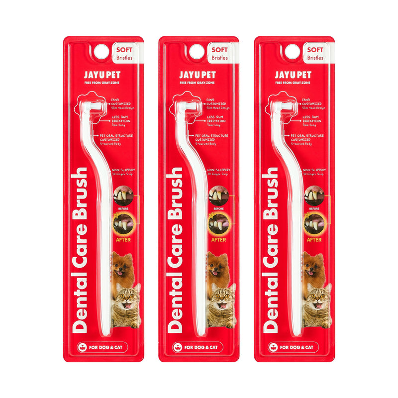 JAYU PET Dental Care Brush (Soft Bristles) 3ea - Dog Toothbrush, Cat Toothbrush, Dental Care for Kitten and Small Dogs, Removing Old Plaque and Tartar, Cat Teeth Brushing & Easy Cleaning Soft Bristles 1 Count (Pack of 3) - PawsPlanet Australia