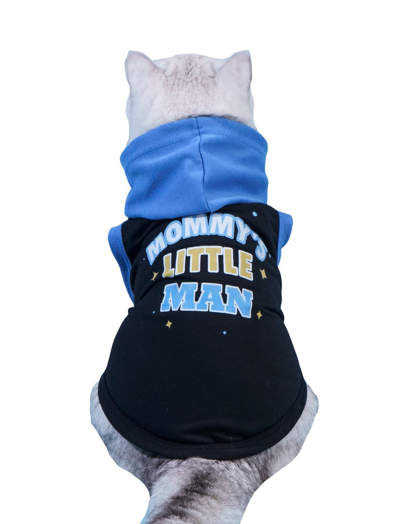 QWINEE Mom Boy Dog Hooded Tank Tops Letter Print Cat Puppy Hoodie Vest Sleeveless Pullover Dog Shirt Stretchy Pet Clothes for Small Medium Large Cats Dogs Kitten Blue S - PawsPlanet Australia