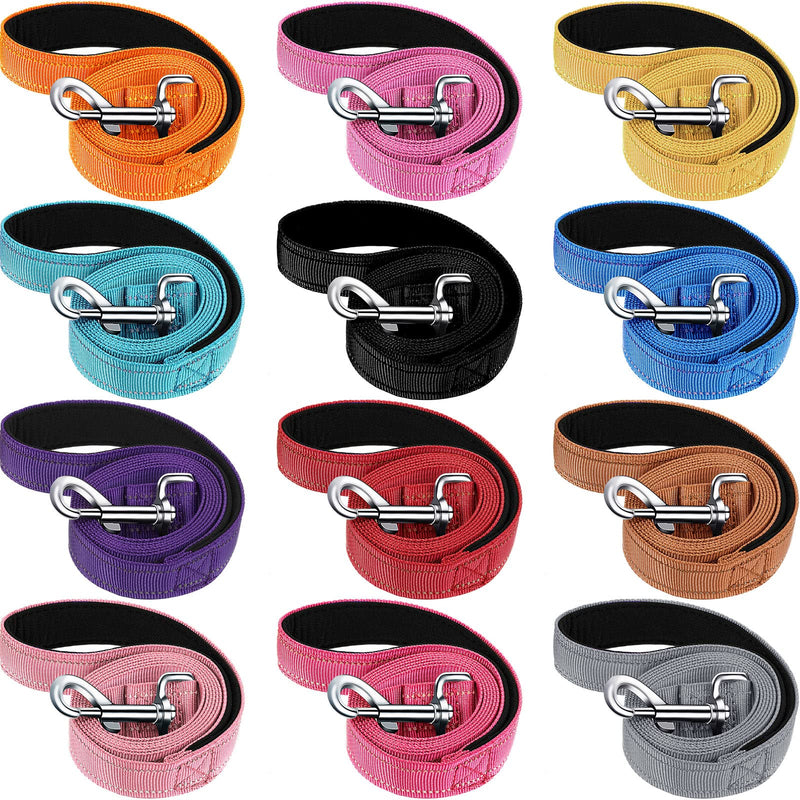 Amylove 12 Pack Dog Leash Bulk, Double Sided Reflective, Nylon Leashes with Padded Handle for Small, Medium, and Large Dogs, 5 Feet Long, Puppy Leashes for Walking and Training - PawsPlanet Australia