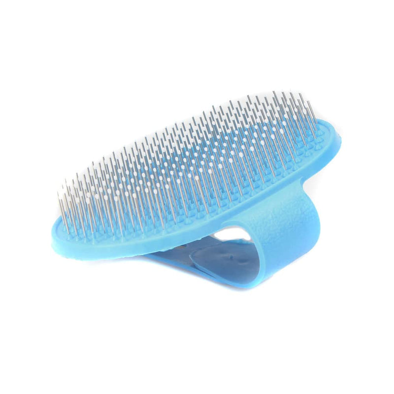 Emours Dog Grooming Brush, Pet Shampoo Bath Brush Soothing Massage Rubber Comb with Adjustable Ring Handle for Long Short Haired Dogs and Cats Blue - PawsPlanet Australia